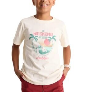 Chubbies The 70's Sun, Palm & Wave Youth Non Pocket T-Shirt Yellow Boys M NWT